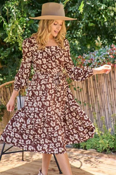 Hailey & Co Floral print Midi  Dress Strutting.