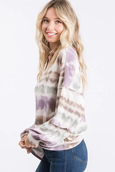 Hailey & Co Layered Sleeve Tie Dye Top Side.