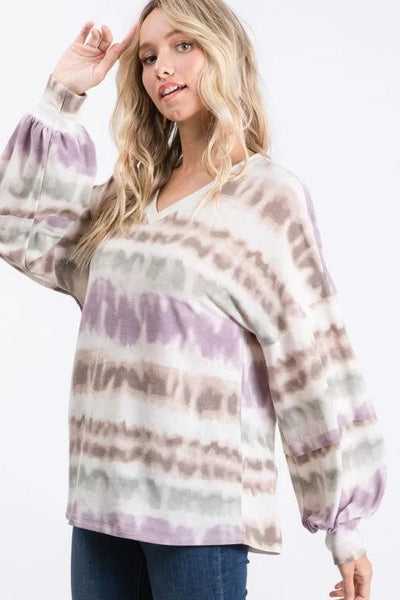 Hailey & Co Layered Sleeve Tie Dye Top Side alt.