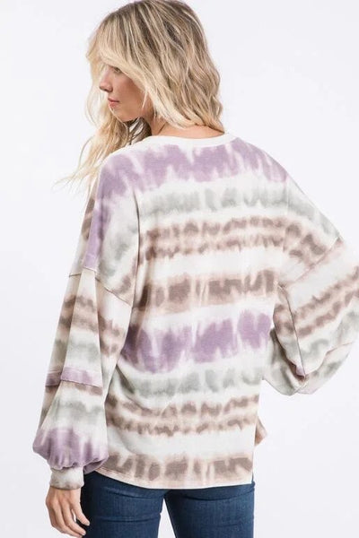 Hailey & Co Layered Sleeve Tie Dye Top Back.