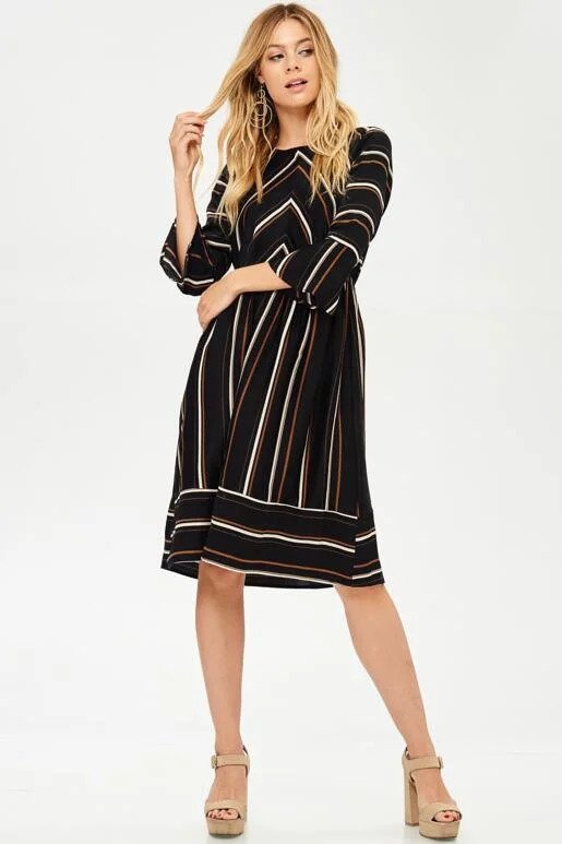 Hailey & Co Multi Stripe Dress Pose.