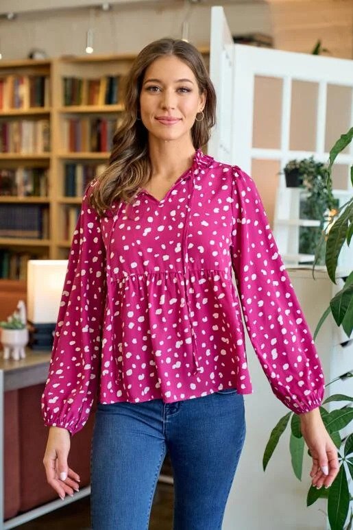 Hailey & Co Ruffle Neck Blouse Front.