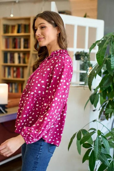 Hailey & Co Ruffle Neck Blouse Full Side.