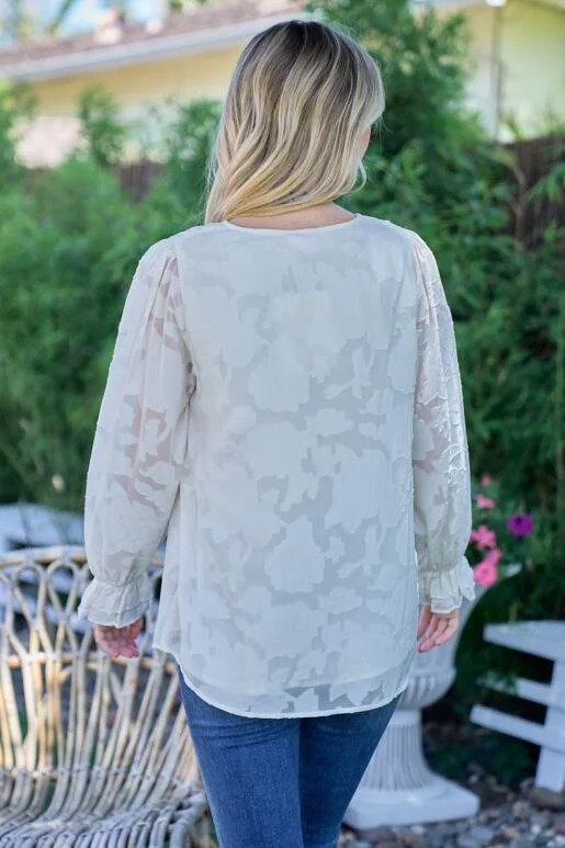 Hailey & Co V-neck Jacquard Top Back.