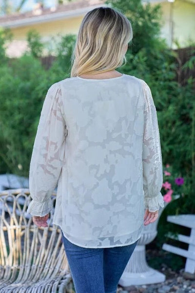 Hailey & Co V-neck Jacquard Top Back.