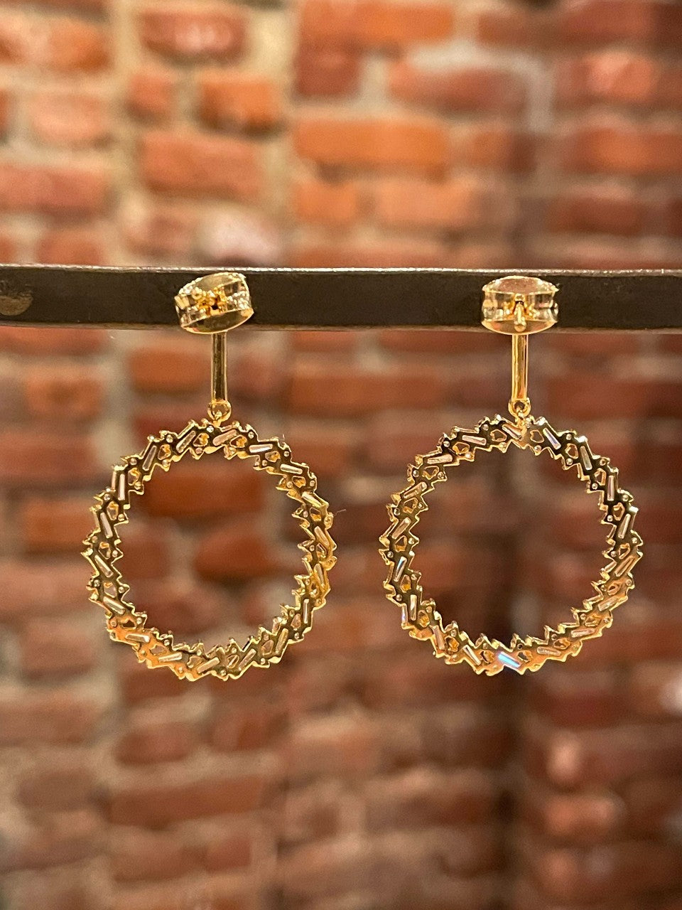 Hestia Bar Open Circle Drop Earrings Back.