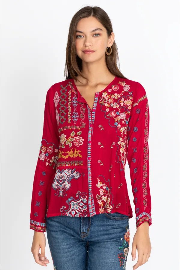 Johnny Was Endora Blouse Cherries Jubilie Front.