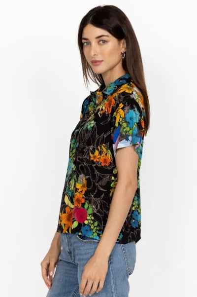 Johnny Was Nero Sequence Short Sleeve Polo Tee Side.