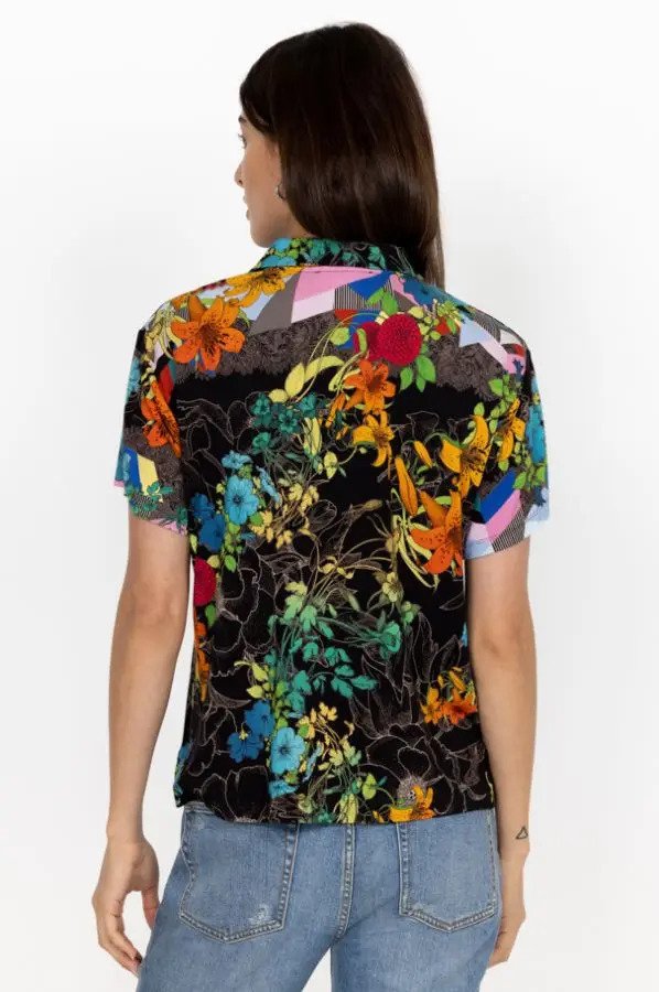 Johnny Was Nero Sequence Short Sleeve Polo Tee Back.