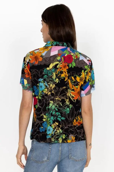Johnny Was Nero Sequence Short Sleeve Polo Tee Back.