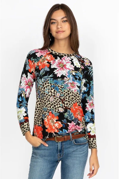 Johnny Was Ontari Long Sleeve Slim Raglan Tee Front.
