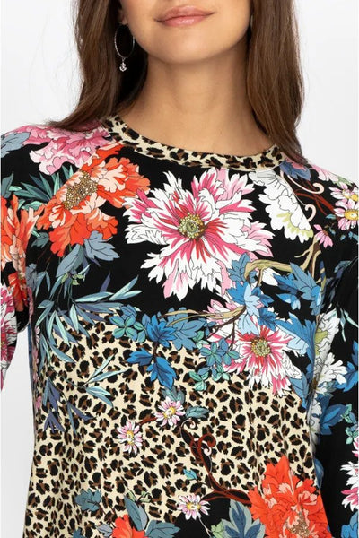 Johnny Was Ontari Long Sleeve Slim Raglan Tee Close-up.