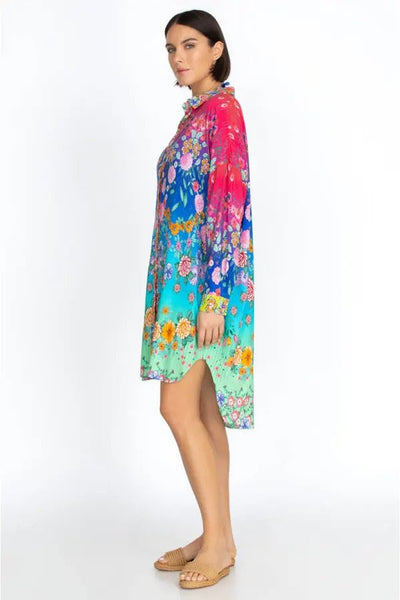 Johnny Was Rainbow Midi Shirtdress Cover-up Side.