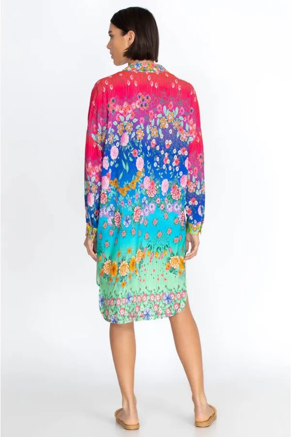Johnny Was Rainbow Midi Shirtdress Cover-up Back.