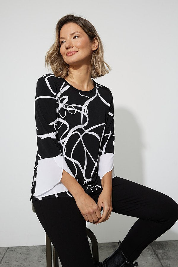 Joseph Ribkoff Abstract Sleeve Top Style 223028 In Chair.