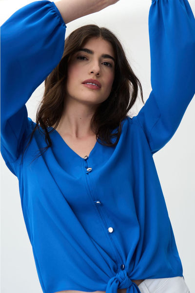 Joseph Ribkoff Blue Oasis Top Style 231144 Arms up.