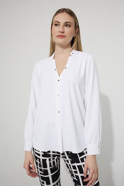 Joseph Ribkoff Collarless Blouse Style 223054 Front.