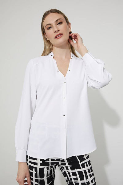Joseph Ribkoff Collarless Blouse Style 223054 Pose.