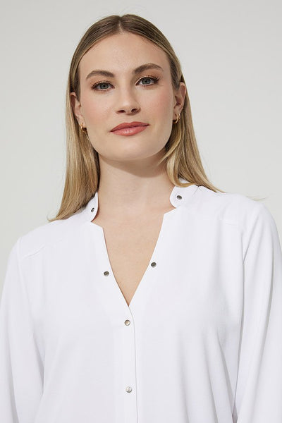 Joseph Ribkoff Collarless Blouse Style 223054 Close-up.