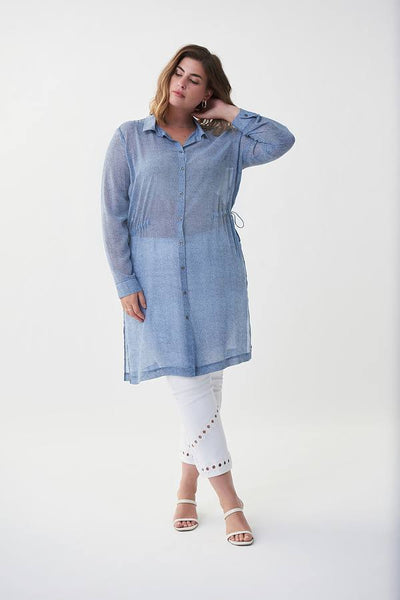 Joseph Ribkoff Denim Inspired Blouse Style 222072 Wide.