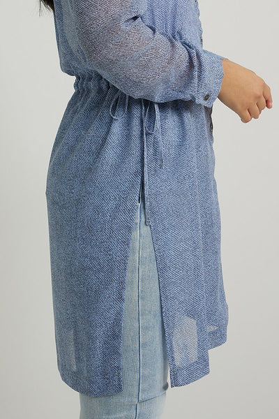 Joseph Ribkoff Denim Inspired Blouse Style 222072 Side.