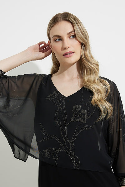Joseph Ribkoff Floral Print Dress Style 224001 Close-up Pose.
