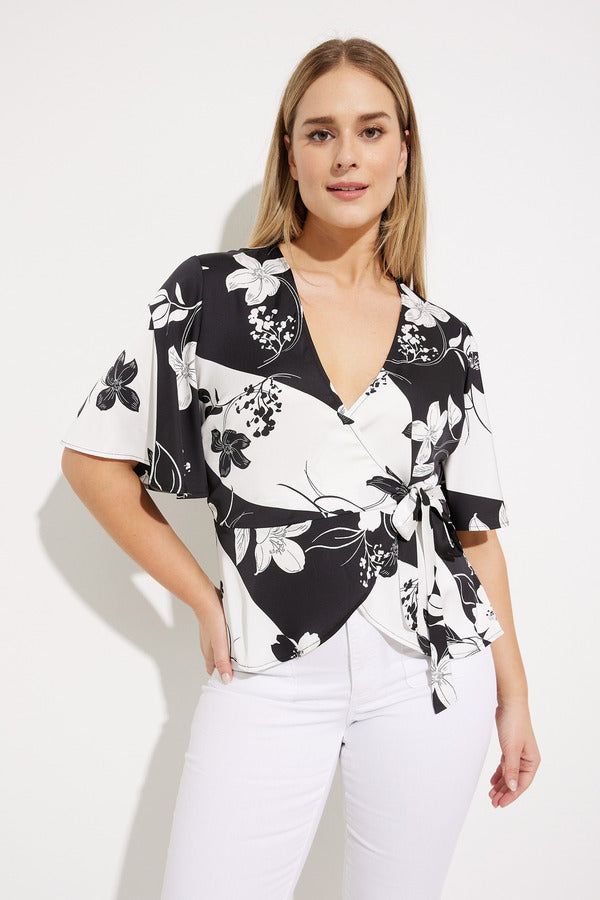 Joseph Ribkoff Floral Wrap Front Top Style 32058 Front.