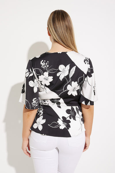 Joseph Ribkoff Floral Wrap Front Top Style 32058 Back.