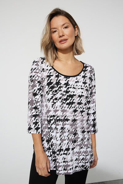 Joseph Ribkoff Houndstooth Top Style 223227 Front.