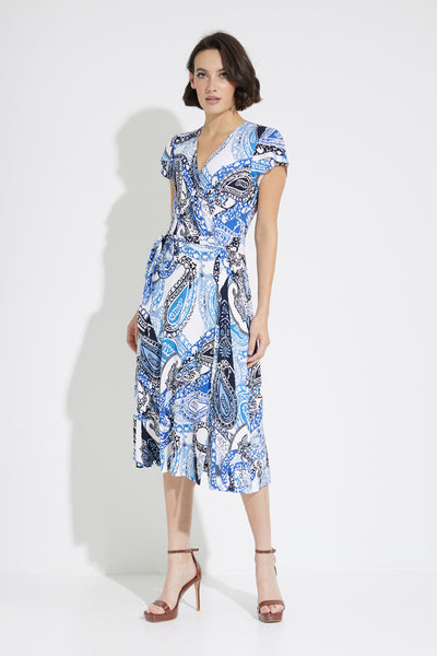 Joseph Ribkoff Paisley Print Wrap Dress Style 231298 Front Side.