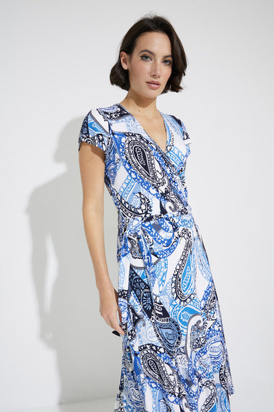 Joseph Ribkoff Paisley Print Wrap Dress Style 231298 Close-up.