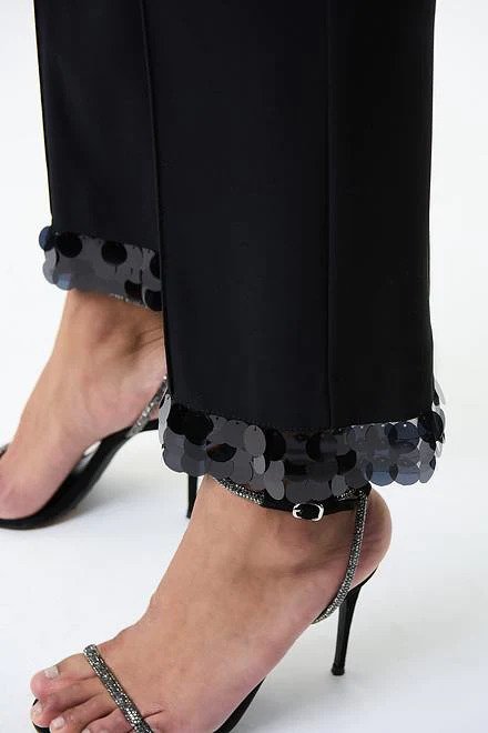 Joseph Ribkoff Sequin Trim Pants Style 224290 Close-up detail.