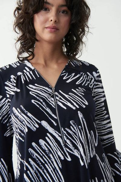 Joseph Ribkoff Zip-up Printed Top Style 221190 at Village Vogue.