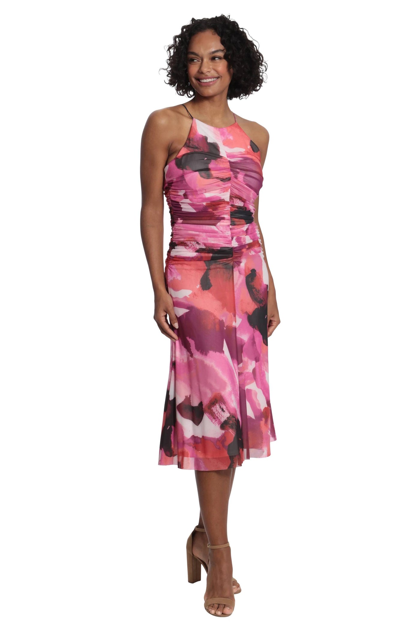 London Times Birdie Mesh Midi Dress