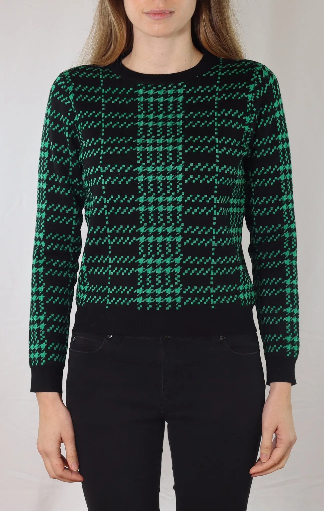 Metric Knits Plaid Jacquard Pullover.