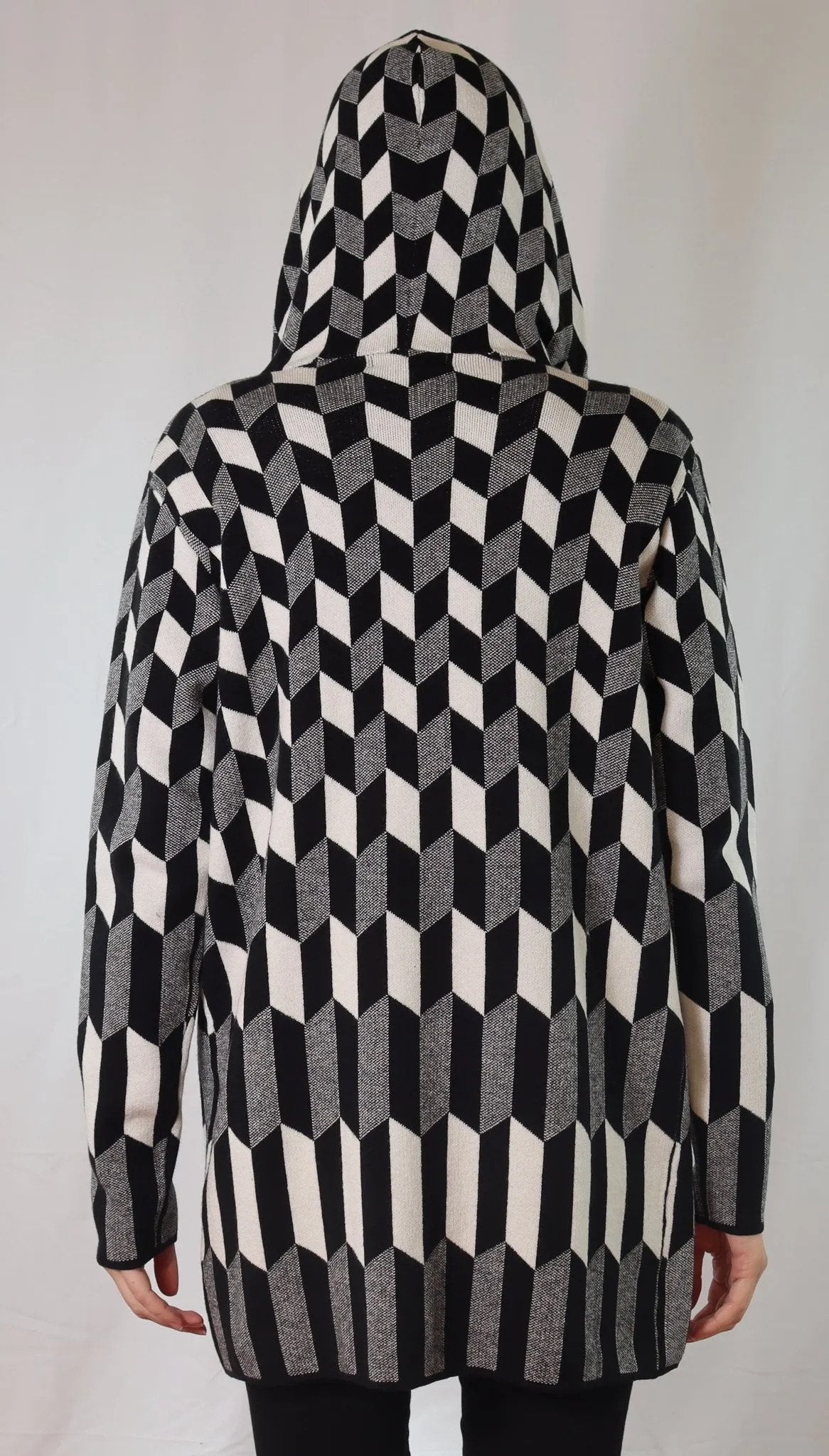 Metric Knits Zig Zag Hoodie Cardigan Back.