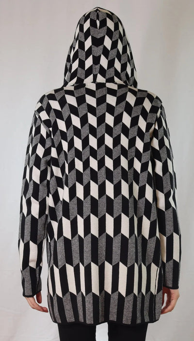 Metric Knits Zig Zag Hoodie Cardigan Back.