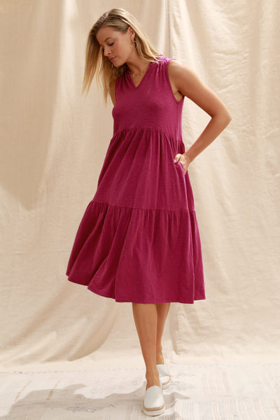 Mododoc Tiered Midi Tank Dress Front.