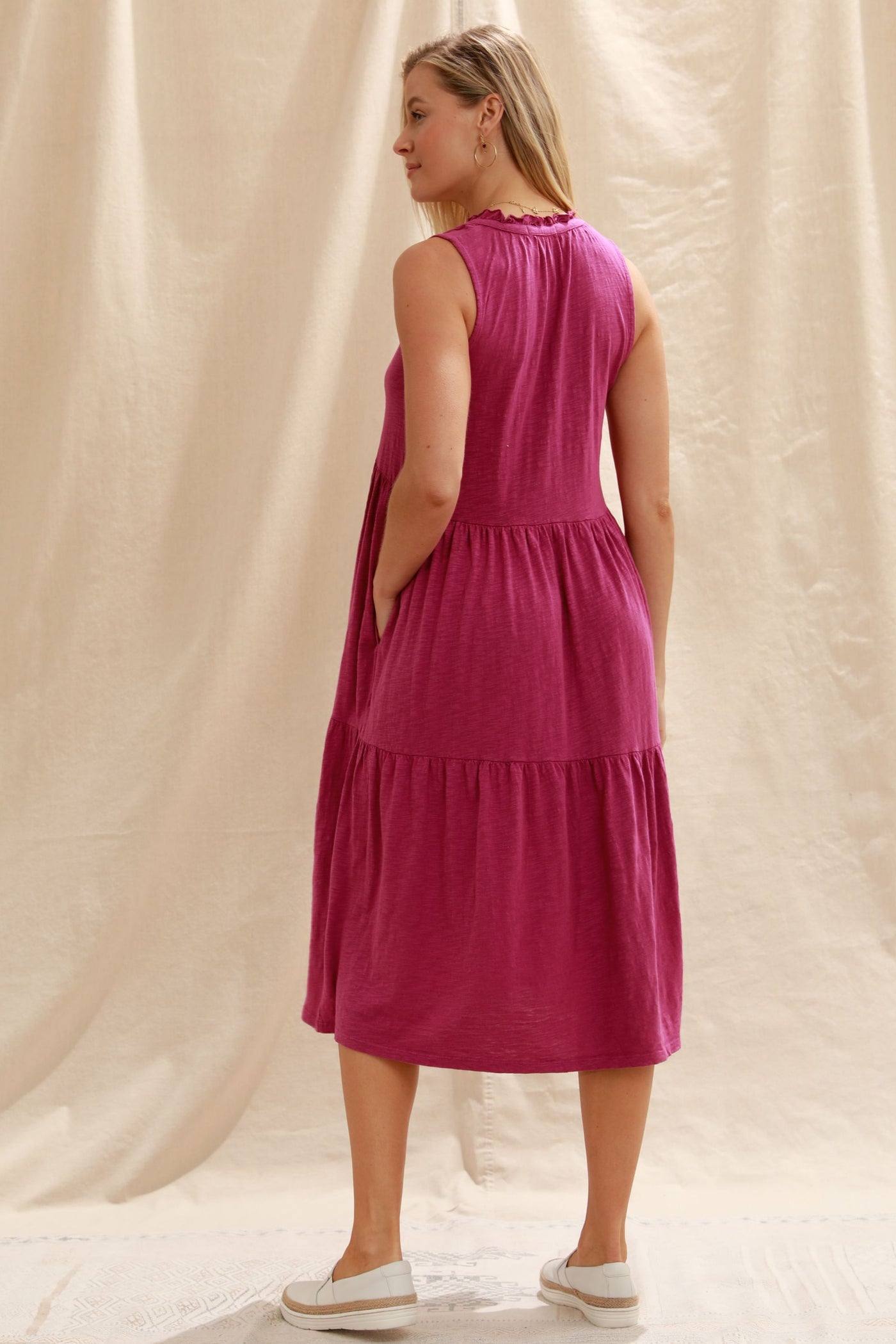 Mododoc Tiered Midi Tank Dress Back.