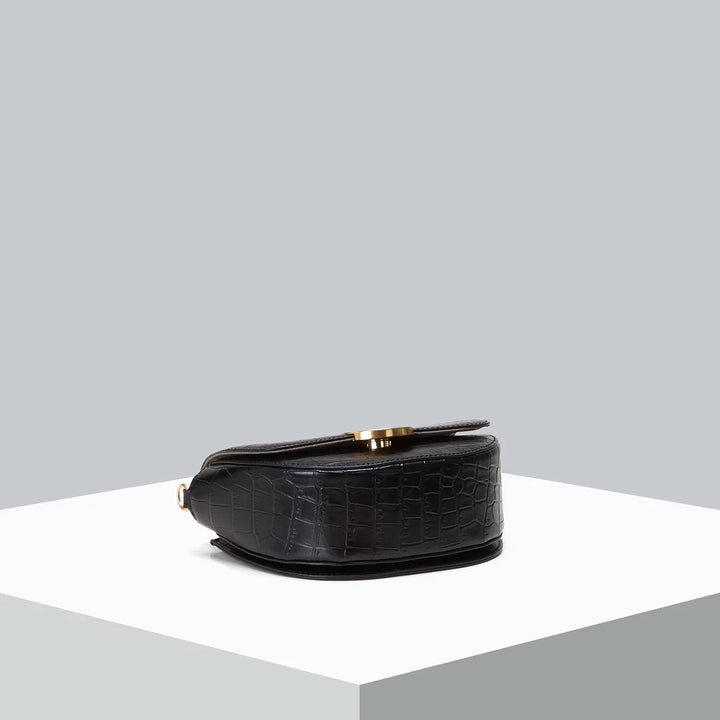 Oryany Lottie Croc Crossbody Bag Black Bottom.