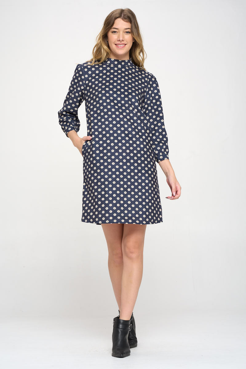SM Wardrobe Ditsy Print Corduroy Shift Dress Full.