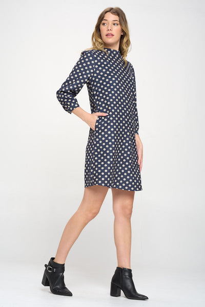 SM Wardrobe Ditsy Print Corduroy Shift Dress Full Side.