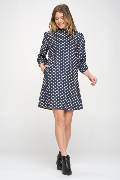 SM Wardrobe Ditsy Print Corduroy Shift Dress Full Pose.