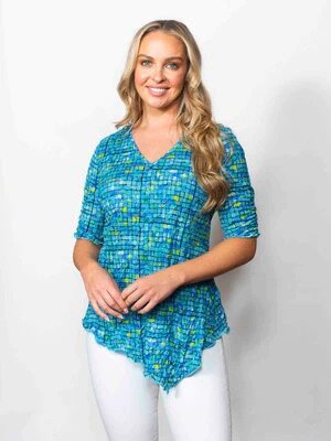 Sno Skins Crinkle Top with Asymmetrical Hemline.
