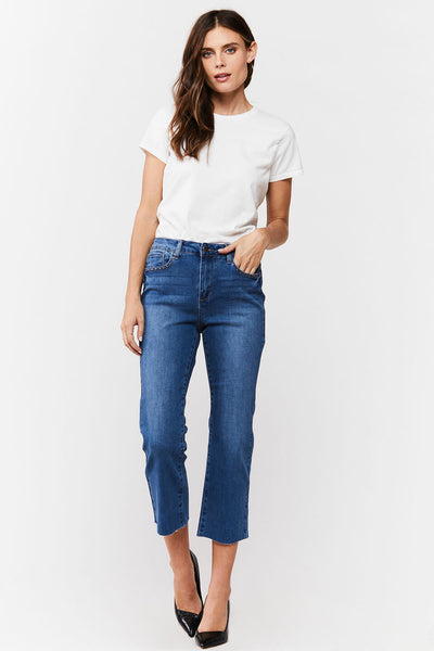 Velvet Heart Ellie Blue Stud Cropped Flare Jeans