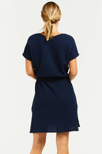 Velvet Heart Melia Dolman Sleeve Dress Indigo Back.